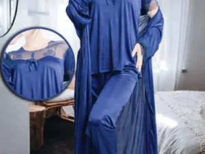 New Arrival 3-Piece Soft Silk Night Suit for Women
